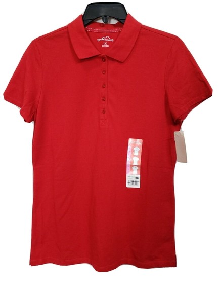 Eddie Bauer Women's Polo Shirts 5 Buttons Down Short Small Top Rouge Red - Picture 1 of 7